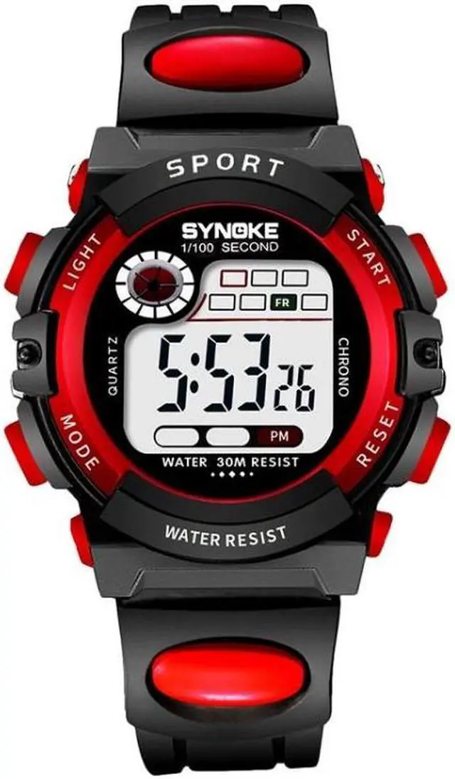 Main image of SYNOKE 99269 Children Sports Waterproof Digital Watch, Colour: Small (Red) Small (Red)