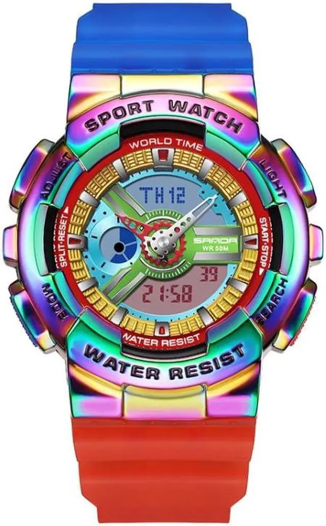 Main image of SANDA 3137 TPU Strap Luminous Waterproof Dual Display Electronic Watch (Multicolor)