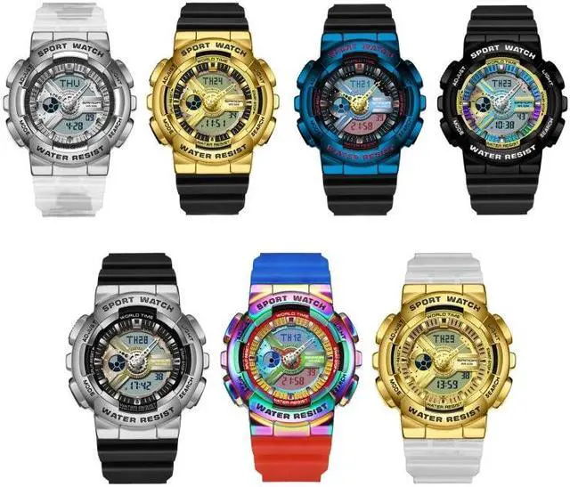 Alt view image 2 of 6 - SANDA 3137 TPU Strap Luminous Waterproof Dual Display Electronic Watch (Multicolor)