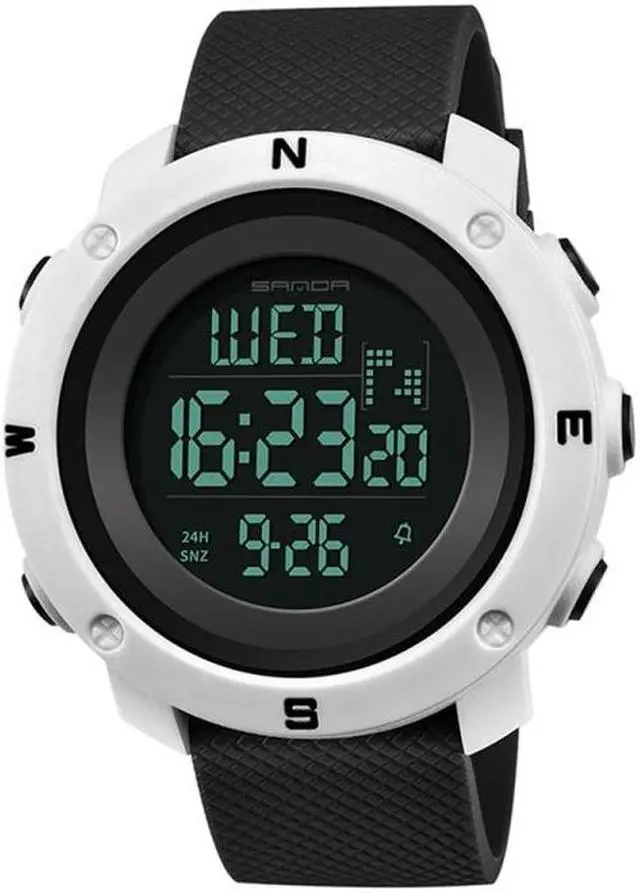Alt view image 3 of 7 - SANDA 361 Fashionable Night Light Sports Children Electronic Watch Multi Functional Personality Night Light Men Waterproof Watch (Black)