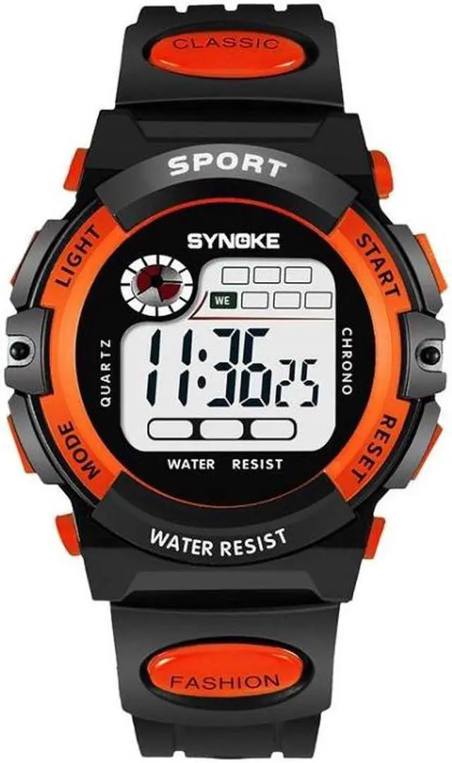 Main image of SYNOKE 99269 Children Sports Waterproof Digital Watch, Colour: Large (Orange) Large (Orange)
