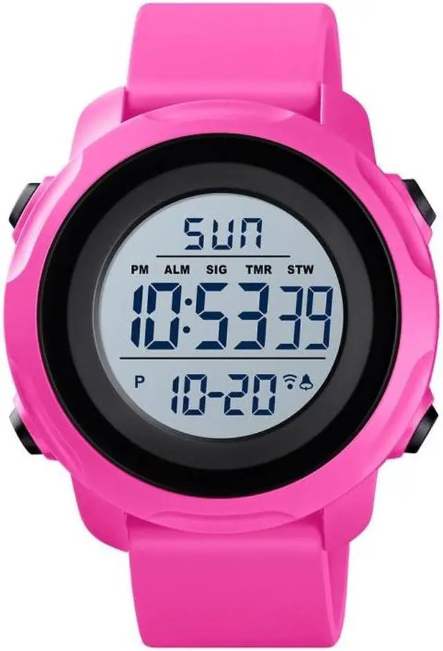 Main image of Skmei 1540 Fashion Outdoor Sports Large Dial Student Watch Multi Function Waterproof Mens Electronic Watch (Rose Red)