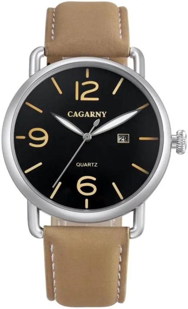 Main image of CAGARNY 6815 Living Waterproof Round Dial Quartz Movement Alloy Case Fashion Watch Quartz Watches with Leather Band (Style 2)