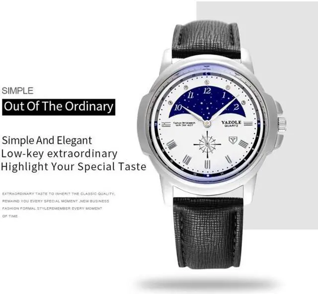 Alt view image 4 of 6 - 407 YAZOLE Men Fashion Business Leather Band Quartz Wrist Watch (Style 3)