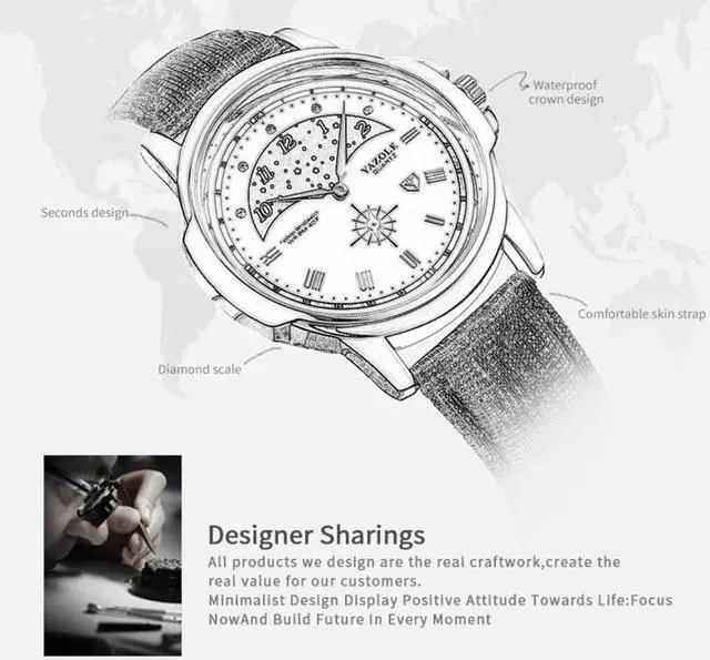 Alt view image 5 of 6 - 407 YAZOLE Men Fashion Business Leather Band Quartz Wrist Watch (Style 3)