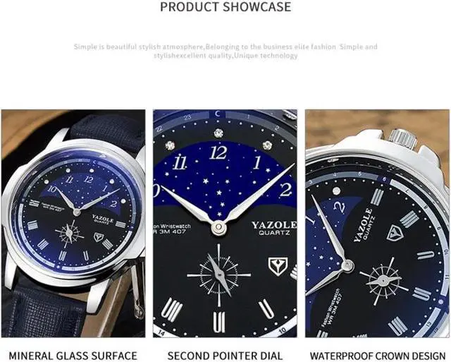 Alt view image 6 of 6 - 407 YAZOLE Men Fashion Business Leather Band Quartz Wrist Watch (Style 3)