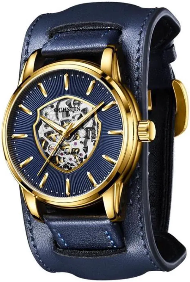 Main image of OCHSTIN 7010C Pilot Series Hollow Mechanical Men Watch (Gold-Blue) Black
