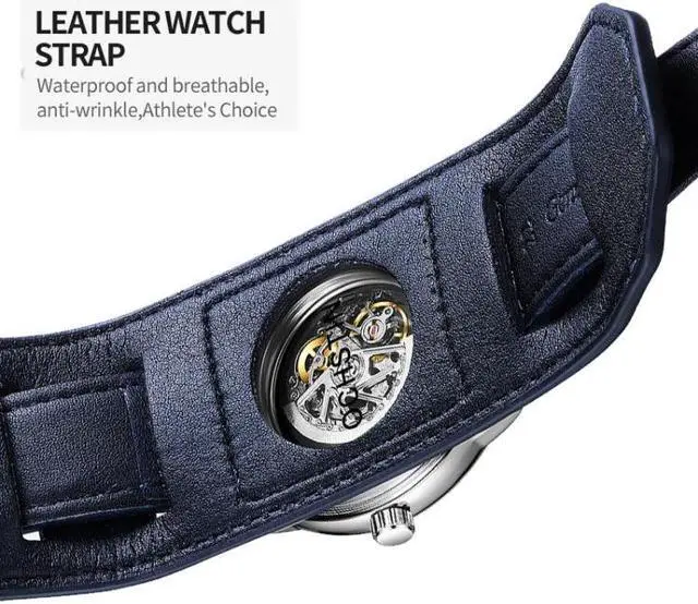 Alt view image 4 of 7 - OCHSTIN 7010C Pilot Series Hollow Mechanical Men Watch (Gold-Blue) Black