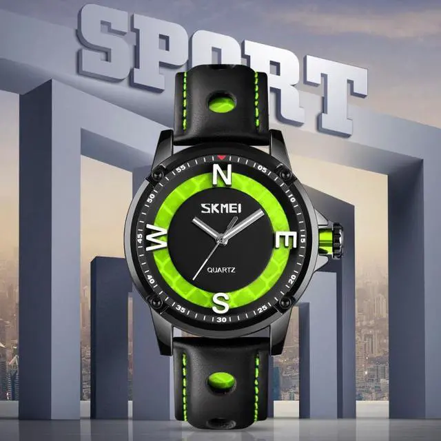 Alt view image 6 of 7 - SKMEI 9211 Fashion Sports Stereo Dial Luminous Pointer Creative Watch Business Trend Men Quartz Watch (Green)