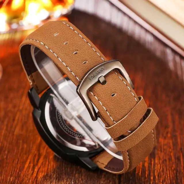 Alt view image 4 of 6 - CAGARNY 6833 Fashionable Five Needles Quartz Sport Wrist Watch with Leather Band for Men(Red Scale)