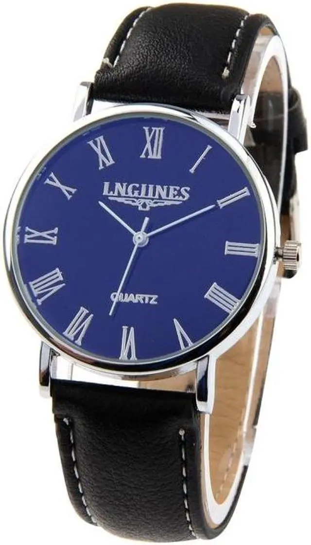 Alt view image 2 of 6 - Luminous Round Dial Retro Digital Display Men Quartz Watch with PU Leather Band (Style 5)