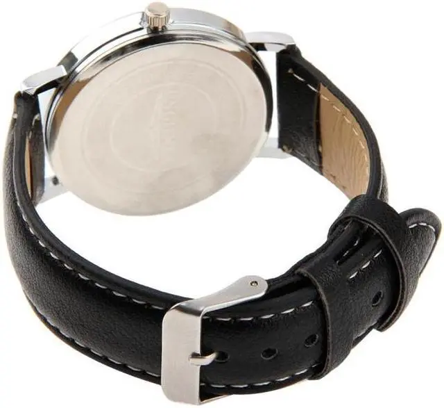 Alt view image 3 of 6 - Luminous Round Dial Retro Digital Display Men Quartz Watch with PU Leather Band (Style 5)