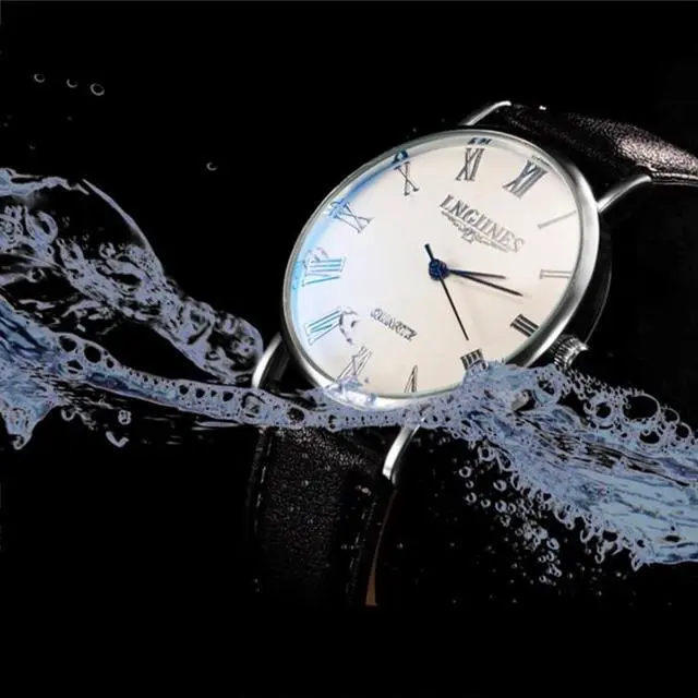 Alt view image 6 of 6 - Luminous Round Dial Retro Digital Display Men Quartz Watch with PU Leather Band (Style 5)