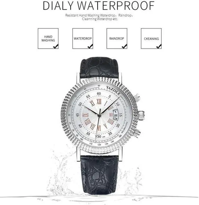 Alt view image 3 of 7 - 406 YAZOLE Men Fashion Business Leather Band Quartz Wrist Watch (Style 2)