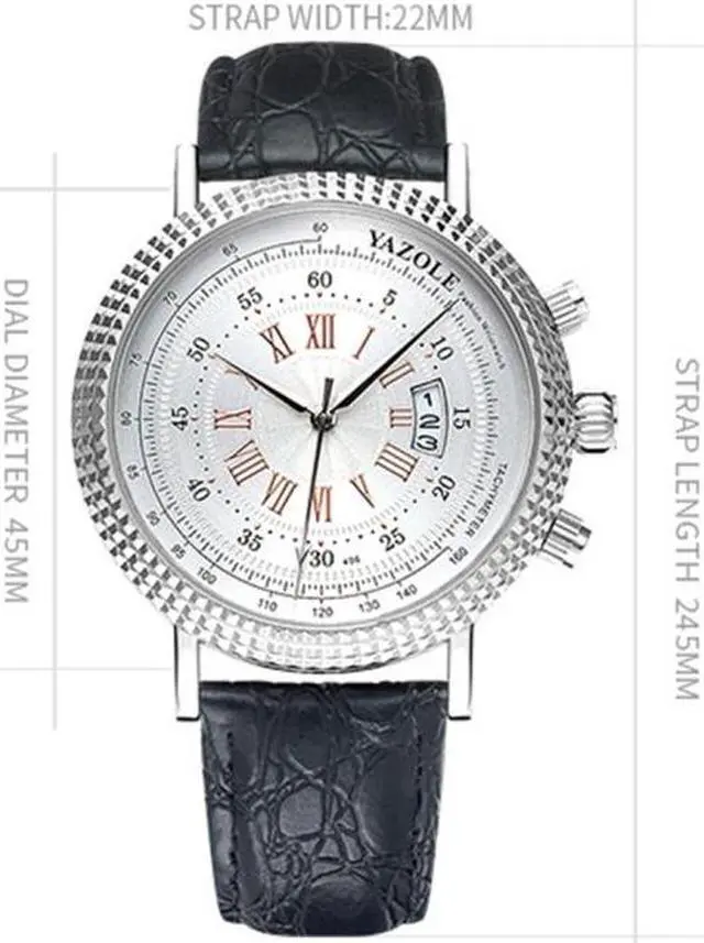 Alt view image 5 of 7 - 406 YAZOLE Men Fashion Business Leather Band Quartz Wrist Watch (Style 2)