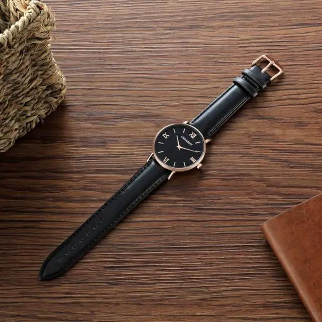 Alt view image 6 of 7 - CAGARNY 6812 Round Dial Alloy Case Fashion Men Quartz Watch with PU Leather Band (Black)