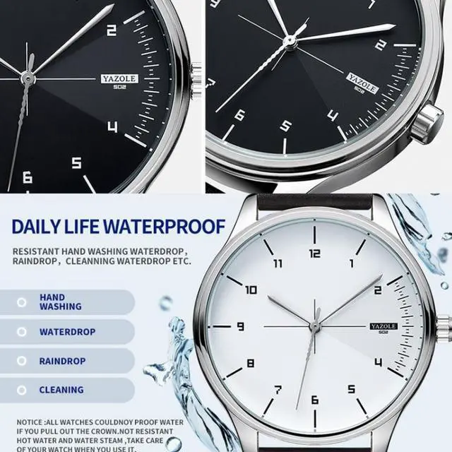 Alt view image 4 of 7 - YAZOLE 502 Arabic Numerals Men Business Watch Fashion Quartz Watch (Silver Shell White Tray Brown Belt)