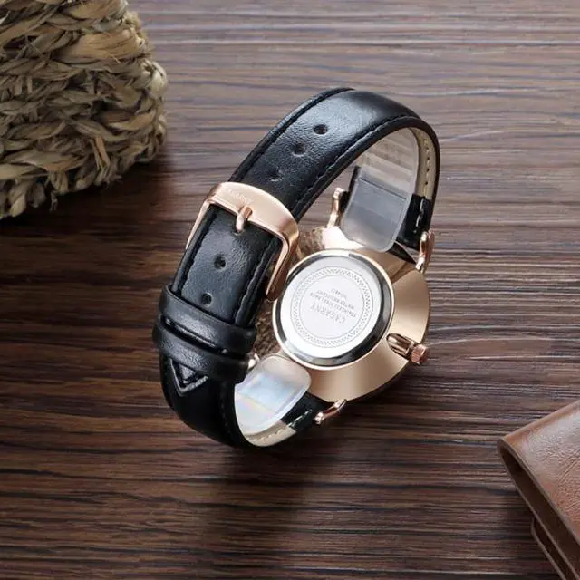 Alt view image 5 of 7 - CAGARNY 6812 Round Dial Alloy Case Fashion Men Quartz Watch with PU Leather Band (Black)