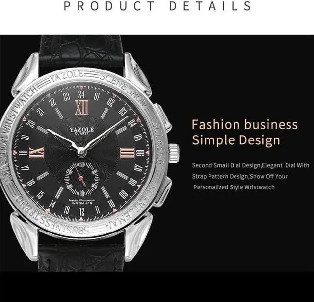 Alt view image 6 of 7 - 419 YAZOLE Men Fashion Business Leather Band Quartz Wrist Watch (Style 1)