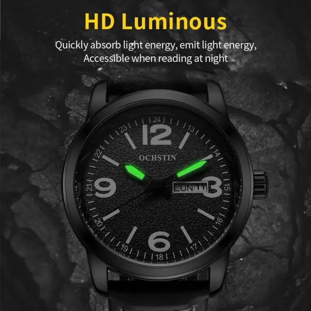 Alt view image 5 of 7 - Ochstin 6047B Business Style Quartz Men Leather Watch (Black+Black)
