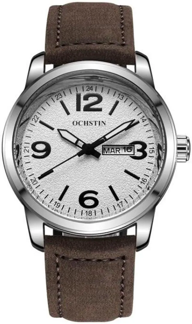 Main image of Ochstin 6047B Business Style Quartz Men Leather Watch (Silver+Brown)