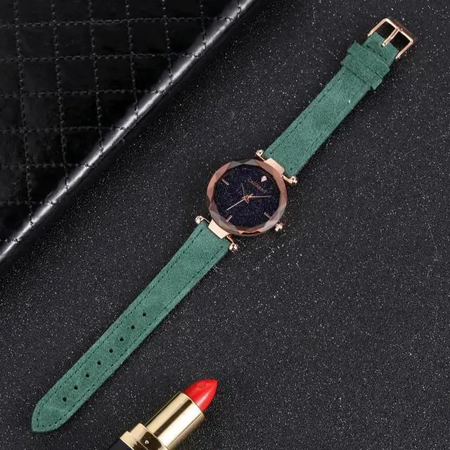 Alt view image 3 of 3 - CAGARNY 6877 Water Resistant Fashion Women Quartz Wrist Watch with Leather Band (Green)