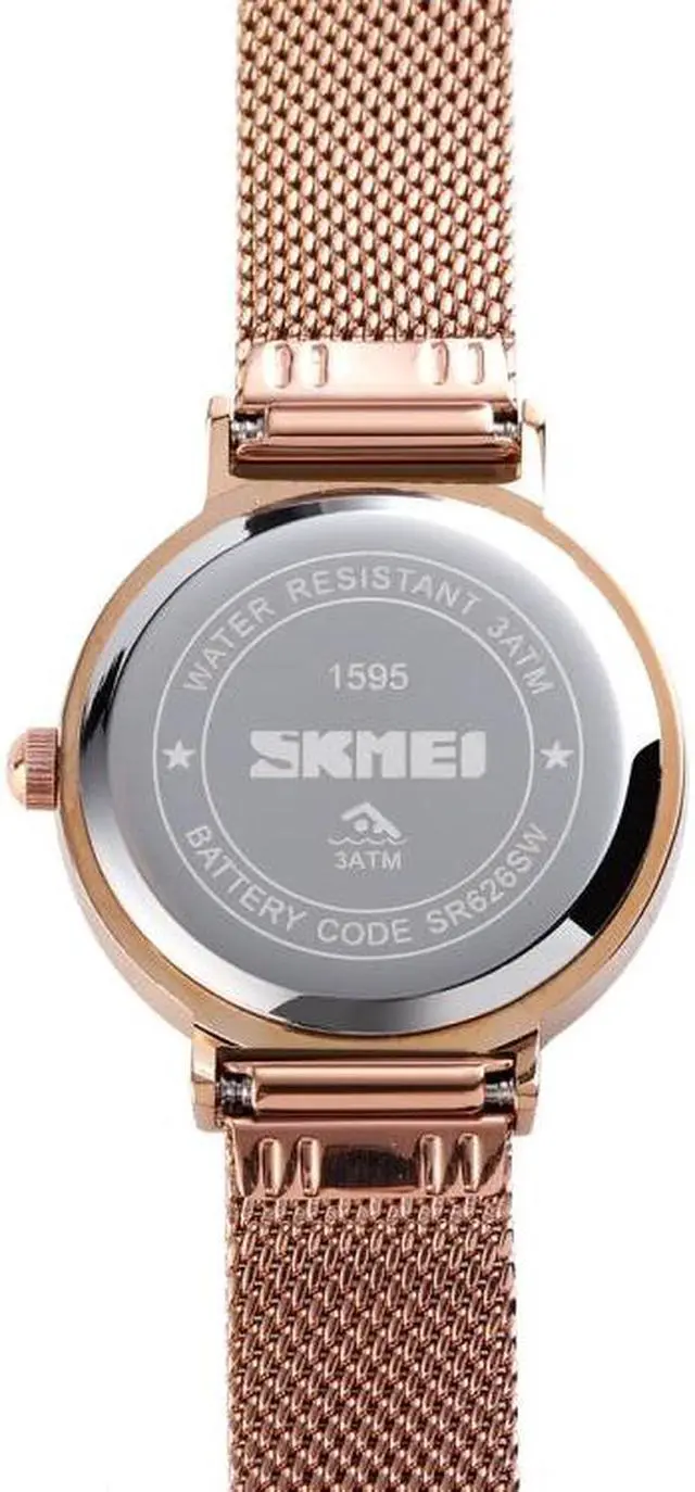 Alt view image 4 of 7 - Skmei 1595 Fashion Elegant Scale Free Steel Mesh Belt Women's Watch Waterproof Business Student Quartz Watch Female (Silver)