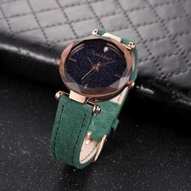 Alt view image 2 of 3 - CAGARNY 6877 Water Resistant Fashion Women Quartz Wrist Watch with Leather Band (Green)