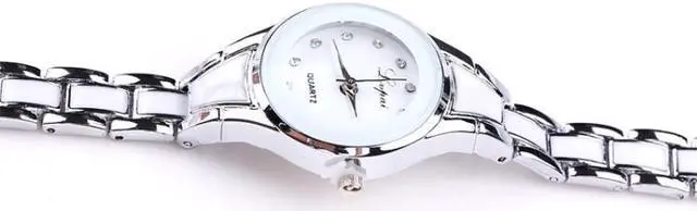 Alt view image 3 of 6 - Lvpai Round Dial Two-Color Stainless Steel Strap Bracelet Quartz Watch for Women (Silver Black)