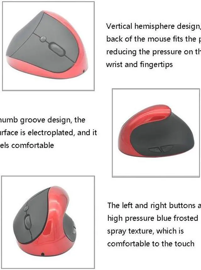 Alt view image 3 of 5 - JSY-03 6 Keys Wireless Vertical Charging Mouse Ergonomic Vertical Optical Mouse (White)