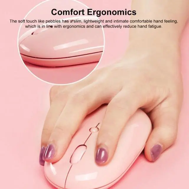 Alt view image 3 of 6 - FOETOR E100us 2.4G + Type-C / USB-C Rechargeable Dual Modes Wireless Mouse (Pink)