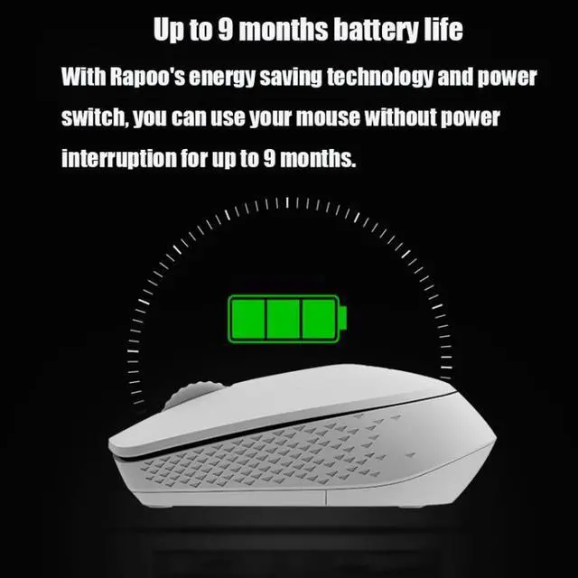 Alt view image 3 of 6 - Rapoo M100G 2.4GHz 1300 DPI 3 Buttons Office Mute Home Small Portable Wireless Bluetooth Mouse (Dark Gray)