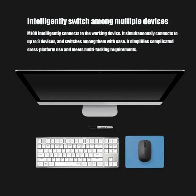 Alt view image 6 of 6 - Rapoo M100G 2.4GHz 1300 DPI 3 Buttons Office Mute Home Small Portable Wireless Bluetooth Mouse (Dark Gray)
