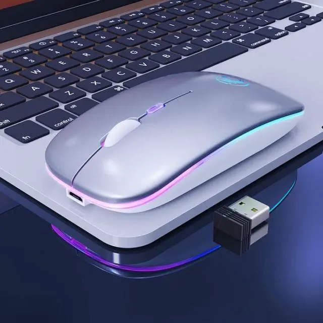 Main image of iMICE  E-1300 4 Keys 1600DPI Luminous Wireless Silent Desktop Notebook Mini Mouse, Style:Charging Luminous Edition (Silver)