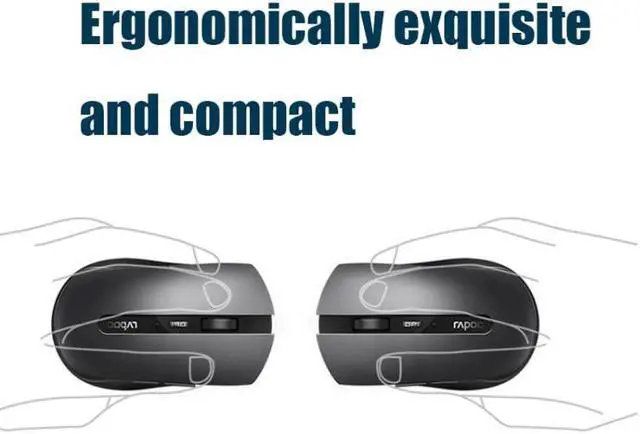 Alt view image 3 of 7 - Rapoo 7200M 1600 DPI 6 Buttons 2.4GHz Wireless Bluetooth 4.0 Multi-modes Mouse Notebook Office Mute Mouse (Dark Gray)