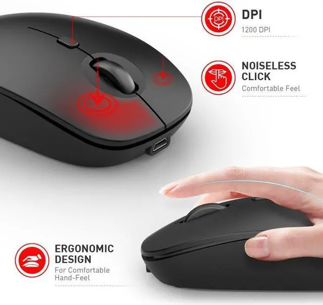 Alt view image 3 of 7 - MKESPN 859 2.4G Wireless Mouse (Black)