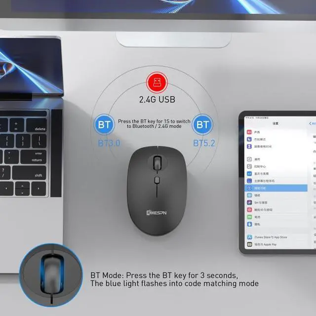 Alt view image 5 of 7 - MKESPN 859 2.4G Wireless Mouse (Black)
