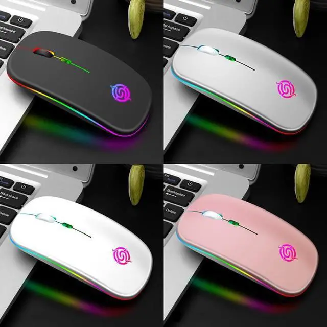 Alt view image 2 of 7 - K-Snake BM110 RGB Lighting Effect Wireless Bluetooth Mouse (White)
