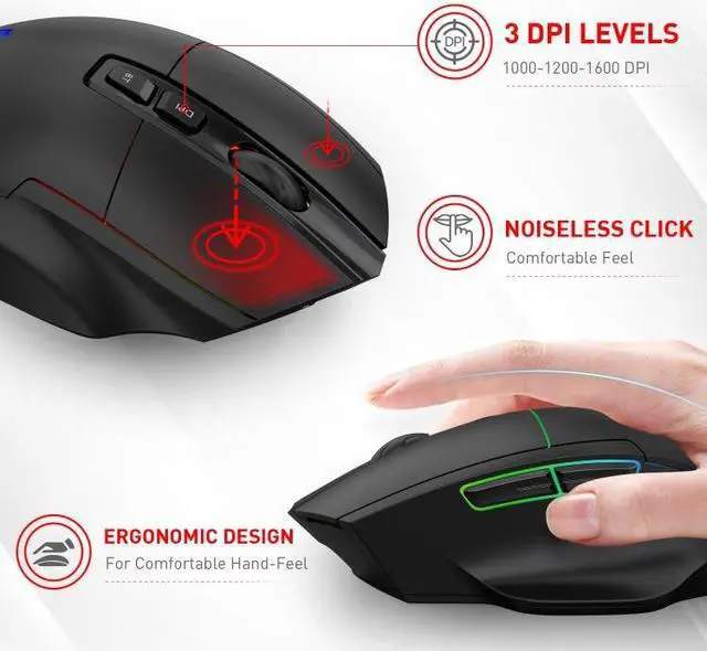 Alt view image 3 of 7 - MKESPN X11 Bluetooth Three-modes Charging Wireless RGB Gaming Mouse