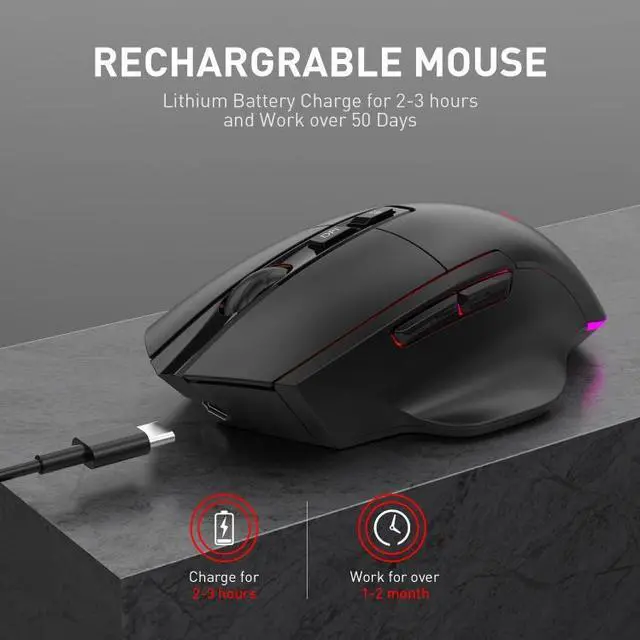 Alt view image 5 of 7 - MKESPN X11 Bluetooth Three-modes Charging Wireless RGB Gaming Mouse