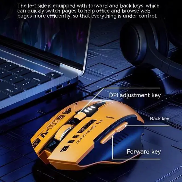Alt view image 3 of 7 - Inphic A9 Bluetooth 3 Mode Mouse Silent Charging Mechanical Feel Wireless Mouse A9