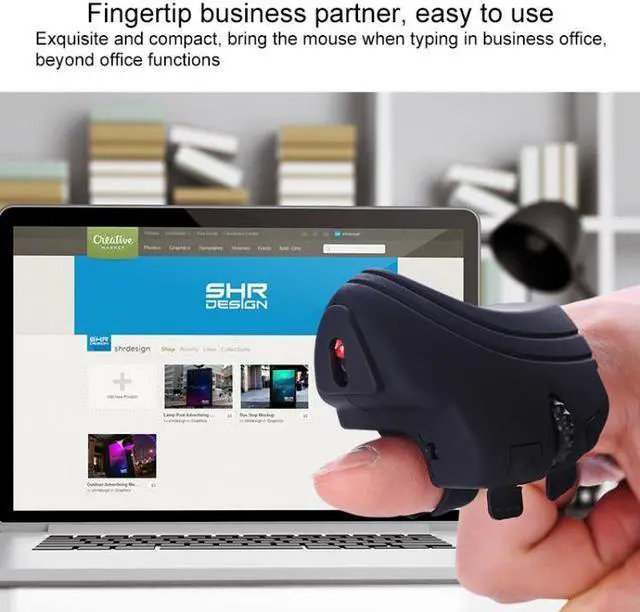 Alt view image 5 of 7 - GM306DM Bluetooth + 2.4GHz Dual-mode Lazy Finger Ring Mouse Rechargeable Wireless Mouse (Black)