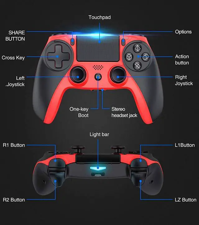 Alt view image 2 of 6 - For PS4 Wireless Bluetooth Game Controller