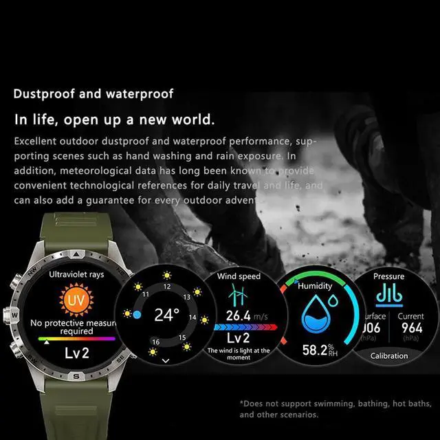 Alt view image 5 of 6 - Business Smart Watch Men Compass 1.6"HD Screen Titanium case NFC Smartwatch Man Bluetooth Call 100+Sports Modes Rugged Watch+