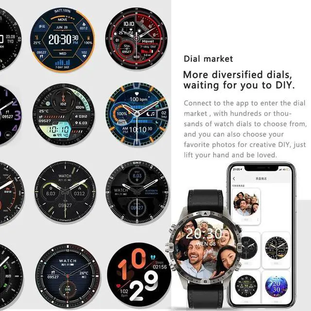 Alt view image 6 of 6 - Business Smart Watch Men Compass 1.6"HD Screen Titanium case NFC Smartwatch Man Bluetooth Call 100+Sports Modes Rugged Watch+