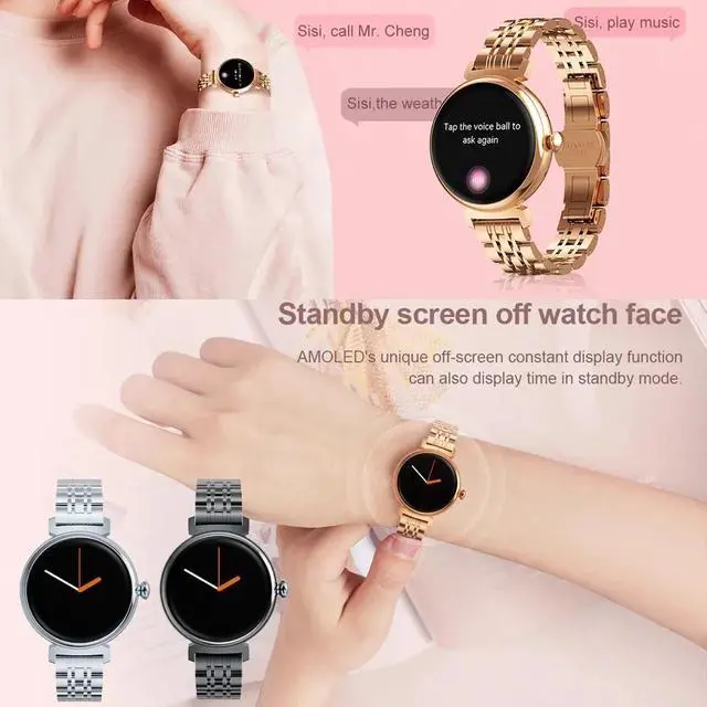 Alt view image 6 of 6 - Fashion Ladies Smart Watch1.04 inch AMOLED Small Screen Always Display Bluetooth Call Smartwatch Women Sports Fitness Watch