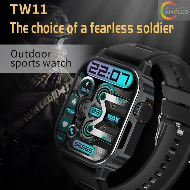 Alt view image 5 of 6 - Military Outdoor Smart Watch Men Women AMOLED Screen Compass Siri Voice NFC GPS Sports Track Bluetooth Call Smartwatch