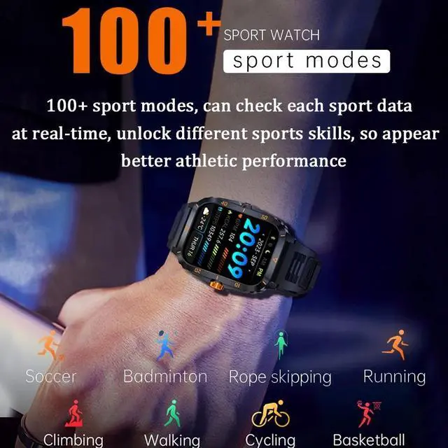 Alt view image 4 of 6 - 3ATM Waterproof Swimming Smart Watch Men 430 mAh Battery Ultra Long Standby 1.96 inch Bluetooth Call SmartWatch For Android IOS