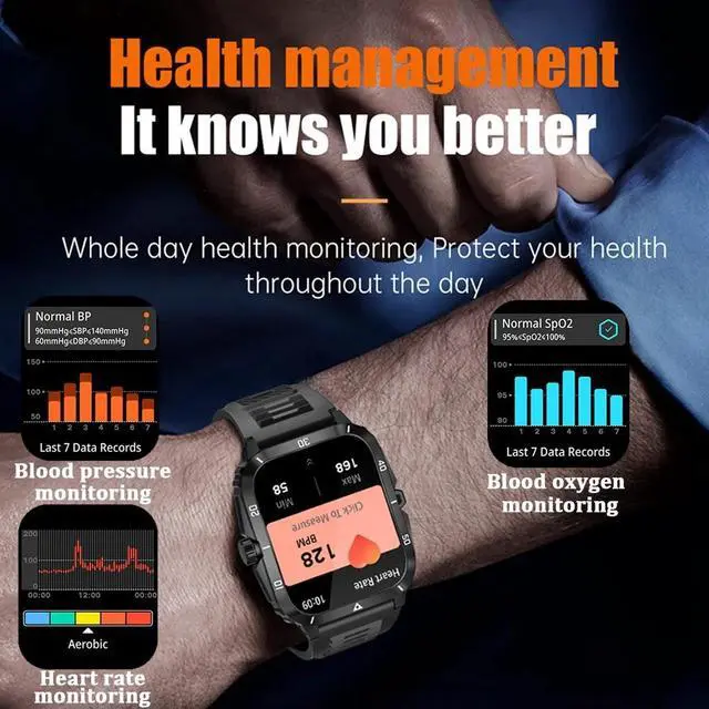 Alt view image 3 of 6 - 3ATM Waterproof Swimming Smart Watch Men 430 mAh Battery Ultra Long Standby 1.96 inch Bluetooth Call SmartWatch For Android IOS