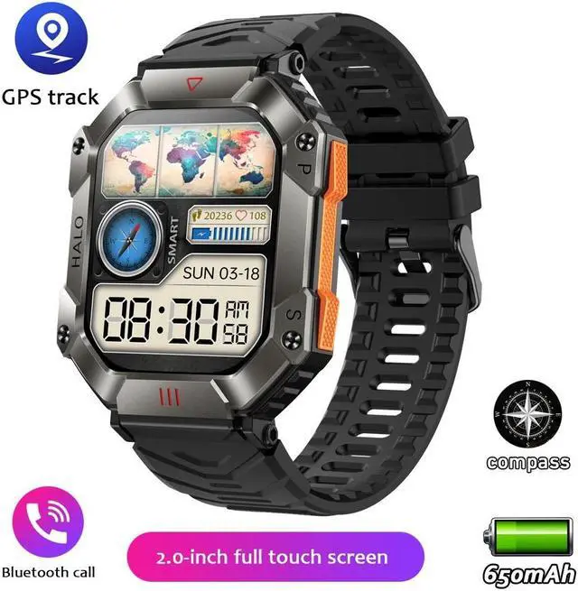 Main image of GPS Military Outdoor Smart Watch 2.0 inch 650 mAh Large Battery Watch GPS Motion Track Compass Bluetooth Call Smartwatch Men